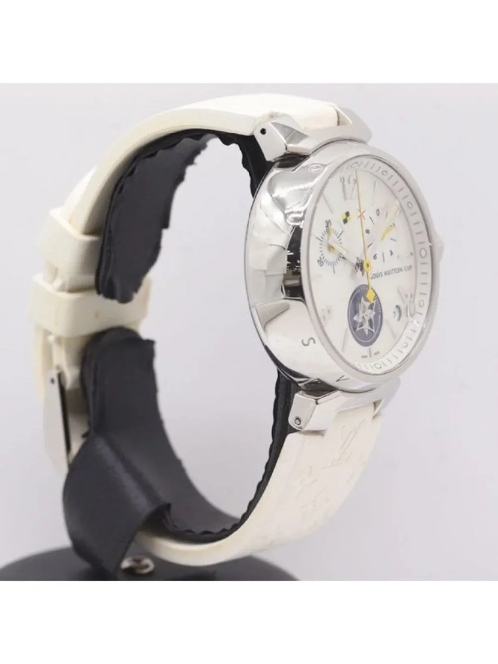 Louis Vuitton Tambour Brea Cup Quartz Date Chrono Smoseco White Dial Watch